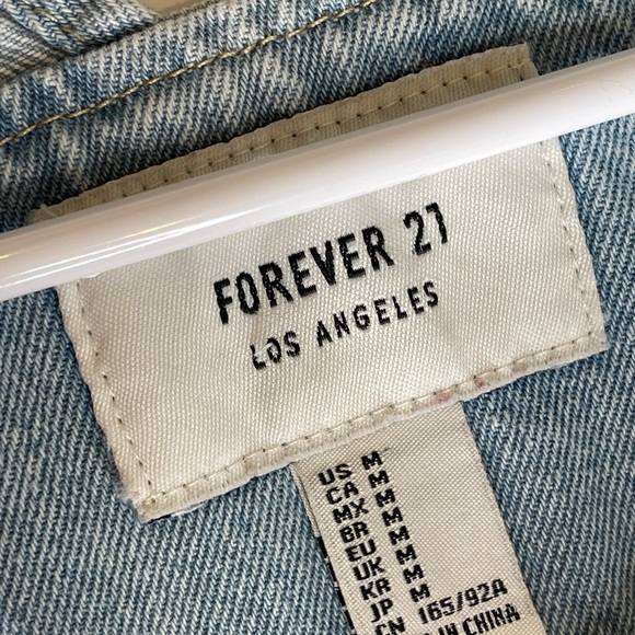 Forever 21 Denim Overall Mini Skirt Bleached M - Picture 14 of 17